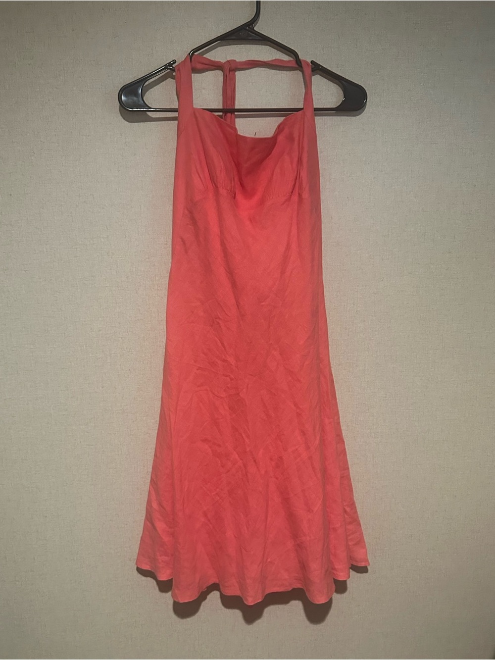 Liz Claiborne Size 6 Coral Linen Halter Midi Dress